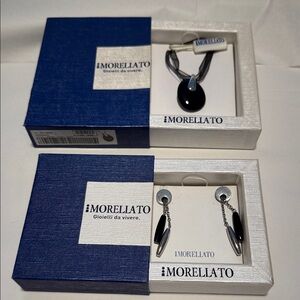 Morellato original Ciondolo Black and Silver Earrings and Necklace
